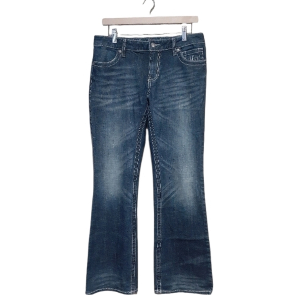 Harley Davidson GenuineMotorClothes Mid-rise Bootcut Jeans Blue Wash Size 8